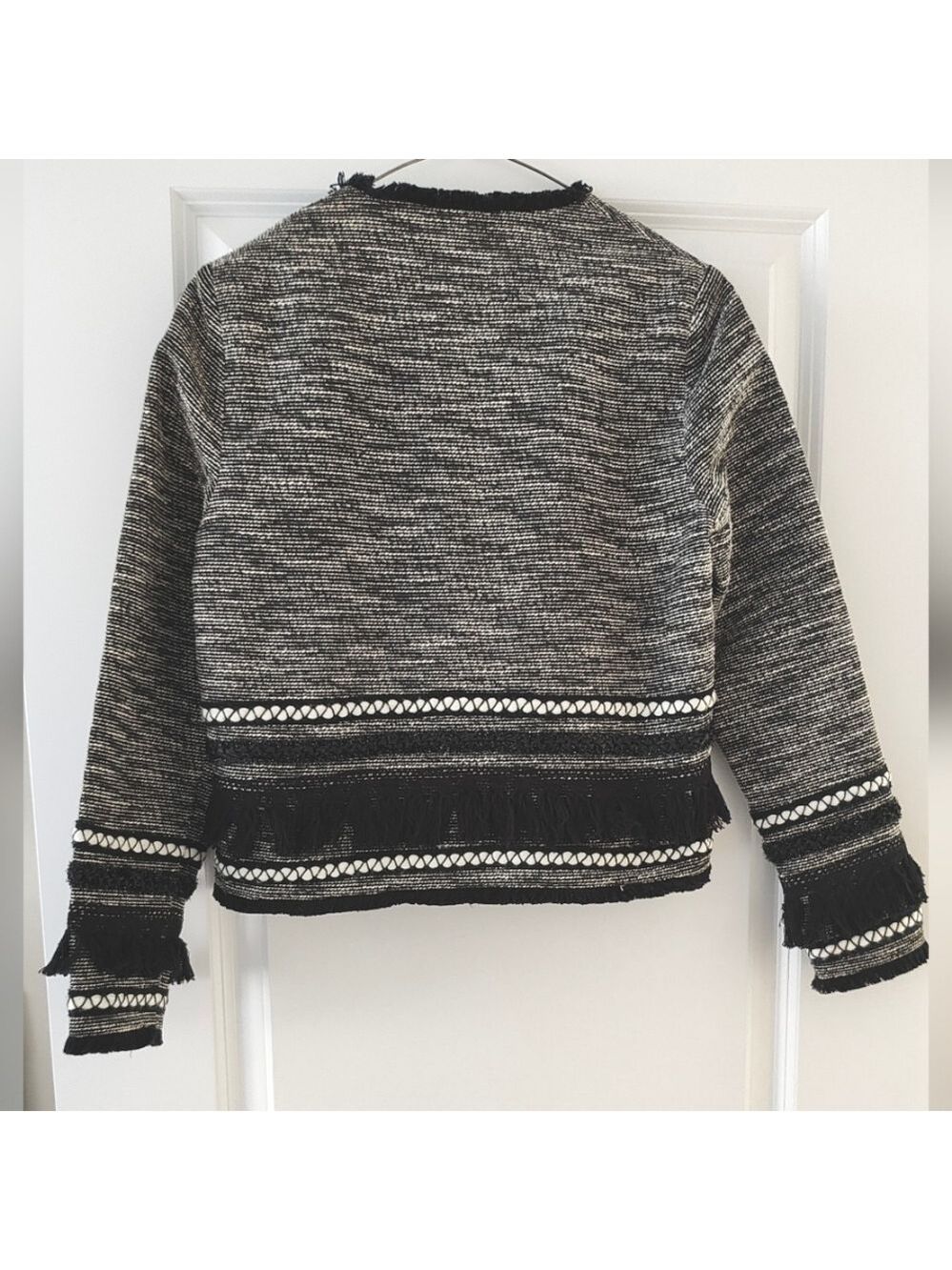 H&M Women's Tweed Jacket Black & Grey Size 6 - Picture 4 of 8